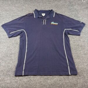 Vintage Reebok Shirt Men's L NFL Miami Dolphins Polo Blue Short Sleeve Cotton